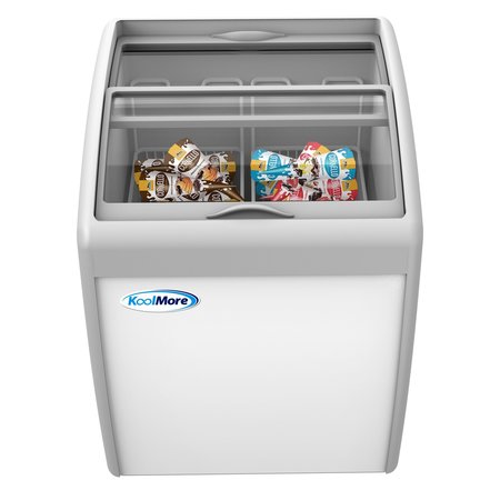 KOOLMORE Commercial Ice Cream Freezer Display Case, Glass Top Chest Freezer with 2 Storage Baskets and Clear MCF-6C
